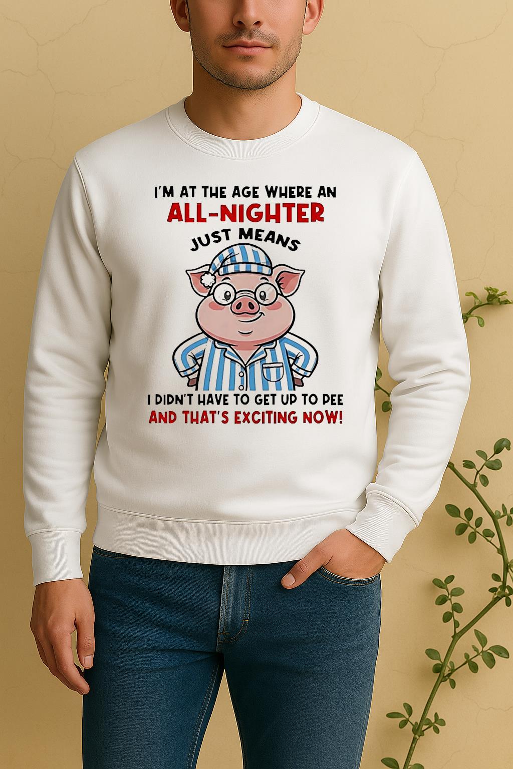 Pig Im At The Age Where An All Nighter Thats Exciting Now Sweater