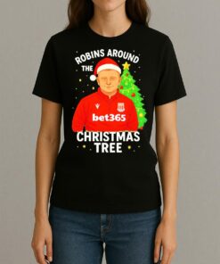 Robins Around The Christmas Tree Stoke City Christmas Premium Womentee