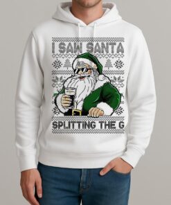 Santa Drinking Beer I Saw Santa Splitting The G Ugly Christmas Unisexhoodie