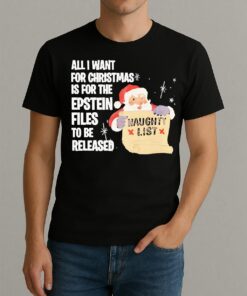 Santa Naughty List All I Want For Christmas Is For The Epstein Files To Be Released Premium Shirt