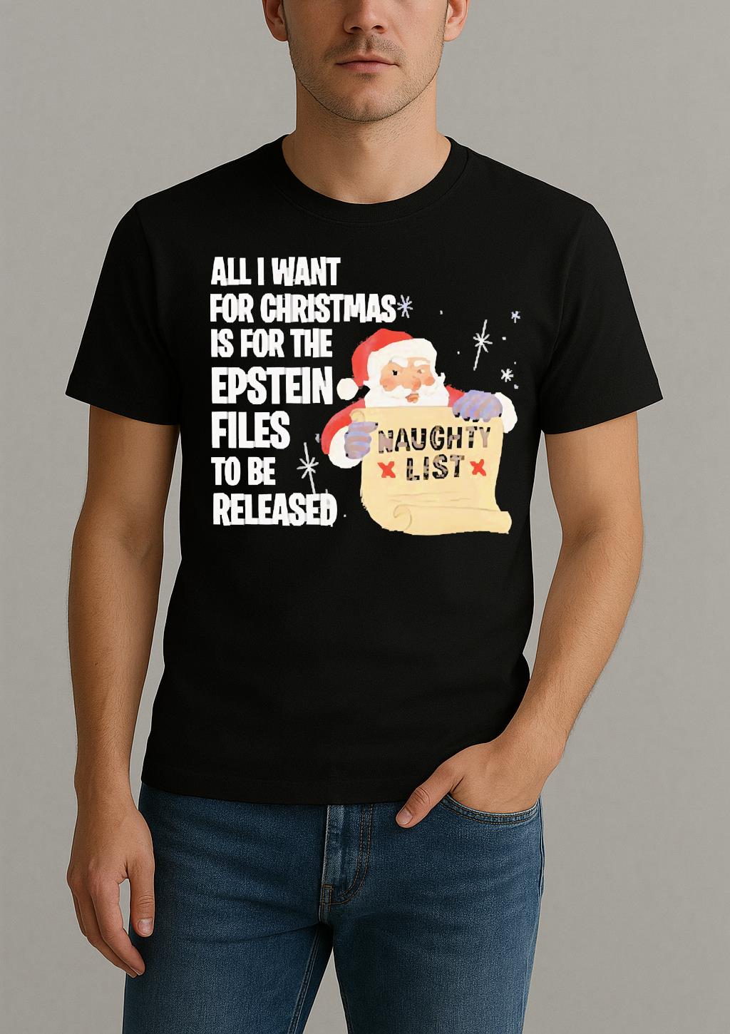 Santa Naughty List All I Want For Christmas Is For The Epstein Files To Be Released Premium Shirt