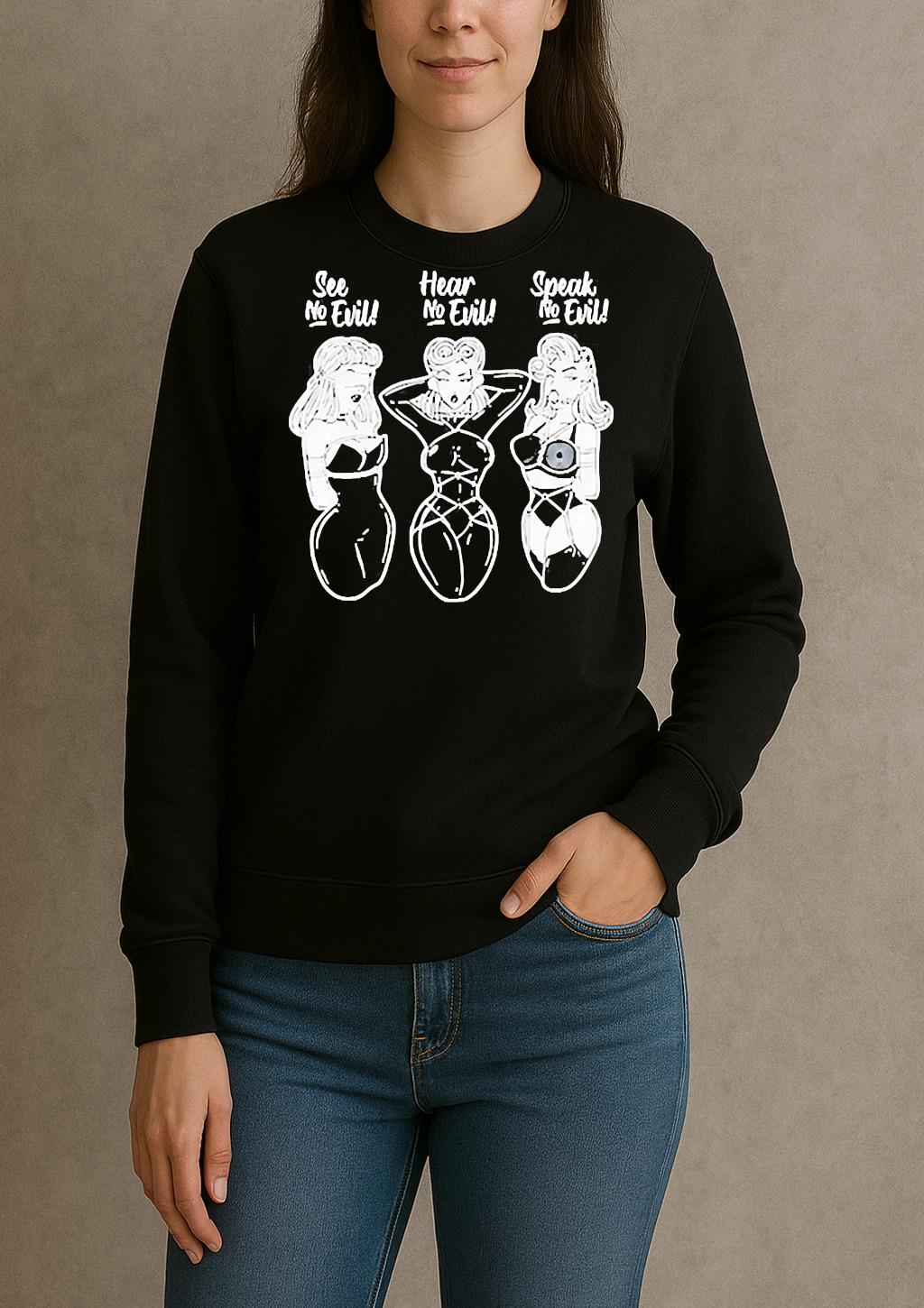 See No Evil Hear No Evil Speak No Evil Lady Girls sweater