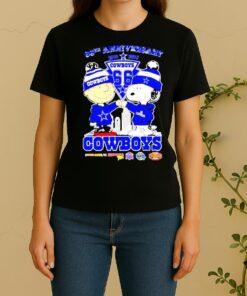 Snoopy And Charlie Brown Dallas Cowboys 66Th Anniversary Super Bowl Women Shirt