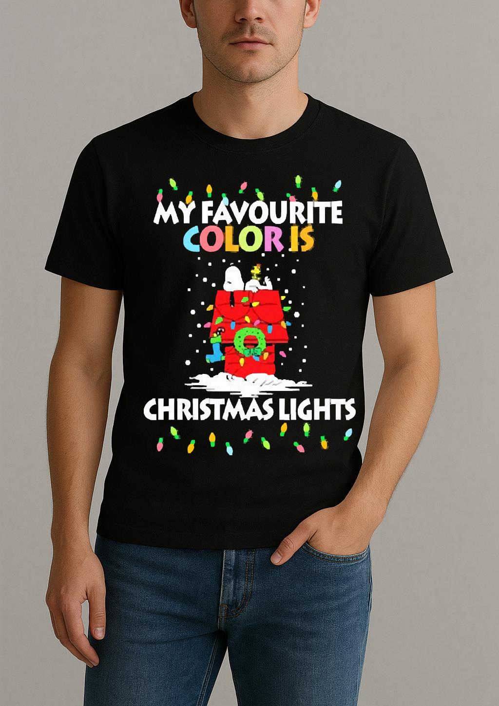 Snoopy Home My Favorite Color Is Christmas Lights Premium Shirt