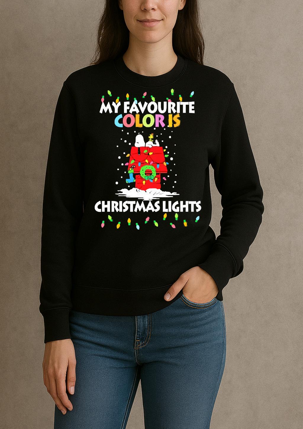 Snoopy Home My Favorite Color Is Christmas Lights Premium sweater