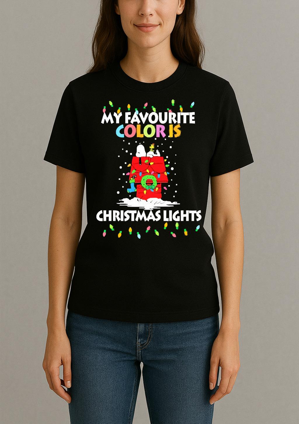 Snoopy Home My Favorite Color Is Christmas Lights Premium Womentee