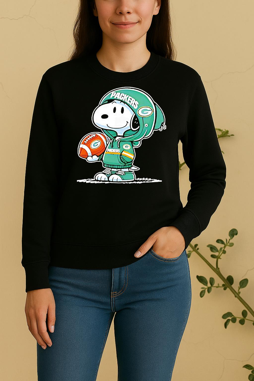 Snoopy Wears Green Bay Packers Football Sweater