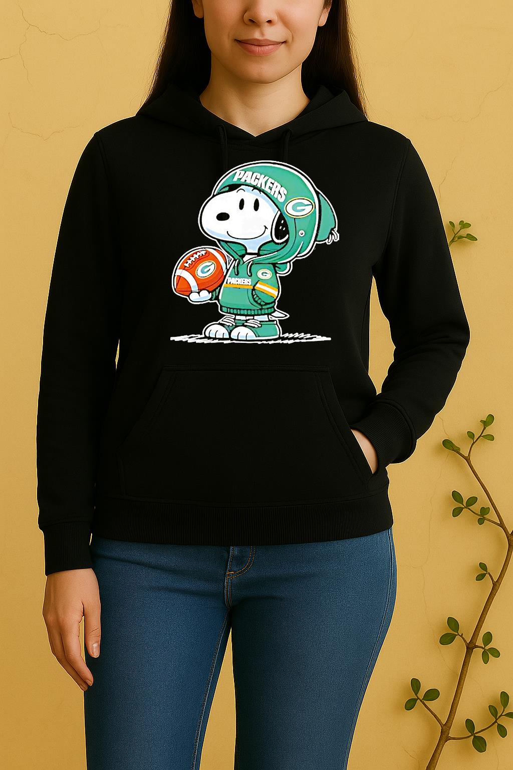 Snoopy Wears Green Bay Packers Football Unisex Hoodie