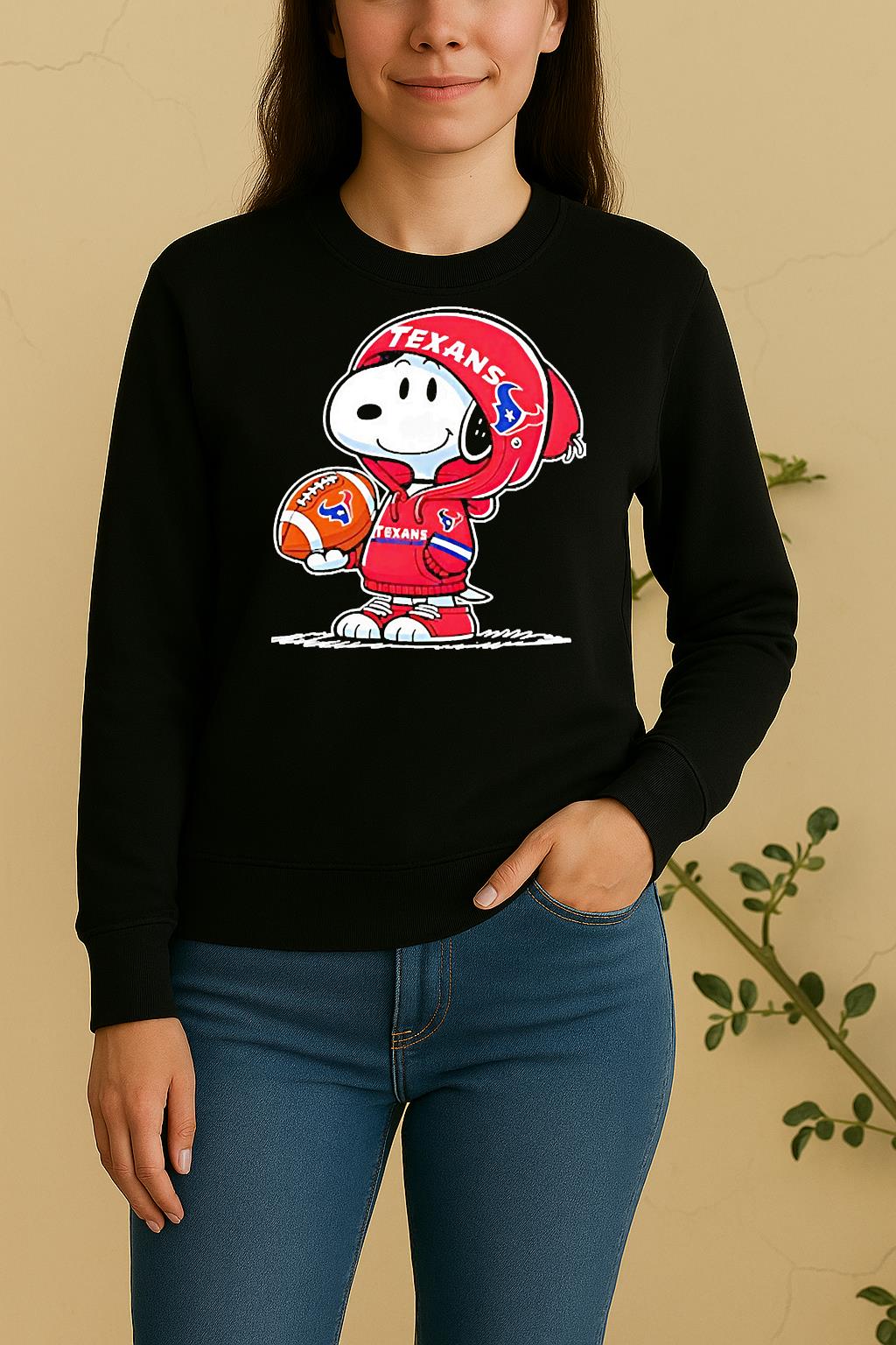 Snoopy Wears Houston Texans Football Sweater