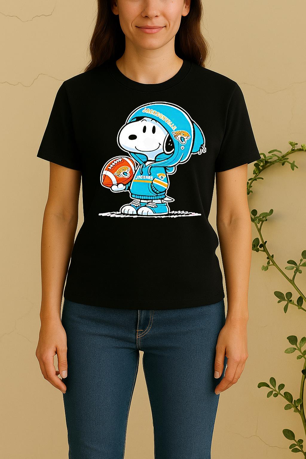 Snoopy Wears Jacksonville Jaguars Football Women Shirt
