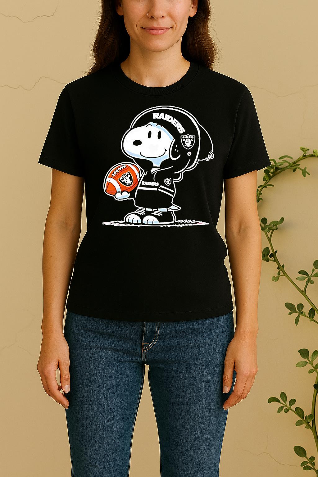 Snoopy Wears Las Vegas Raiders Football Women Shirt