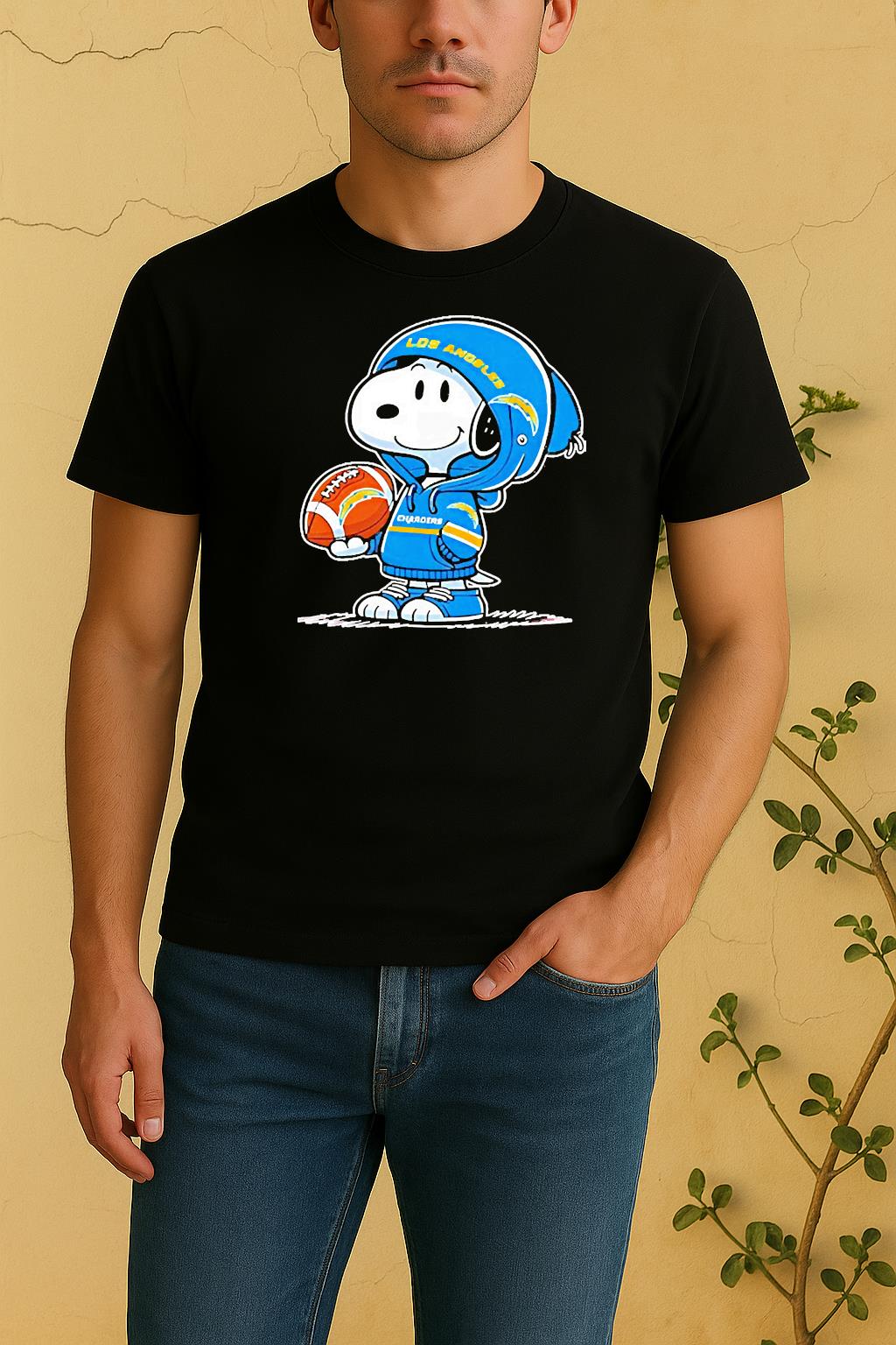 Snoopy Wears Los Angeles Chargers Football Shirt