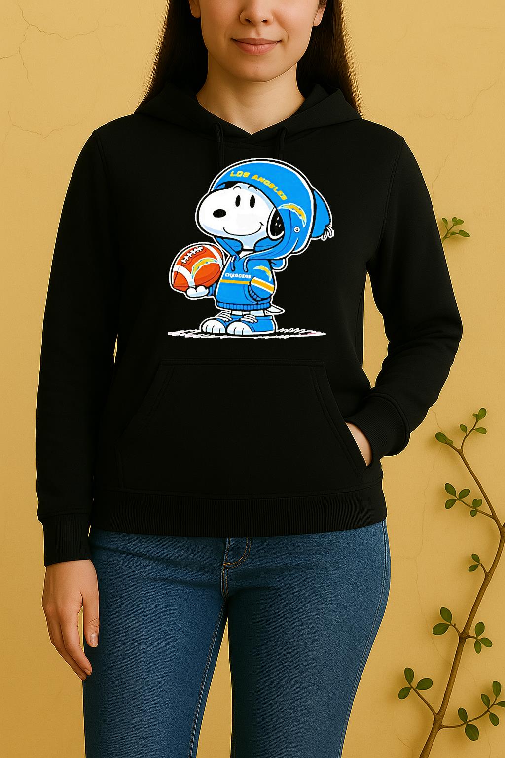 Snoopy Wears Los Angeles Chargers Football Unisex Hoodie