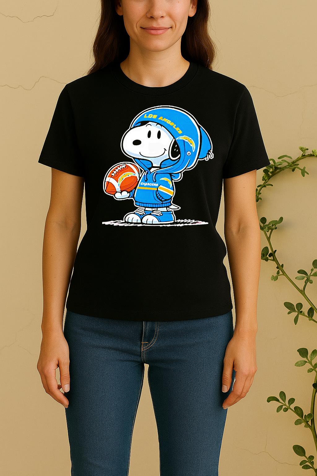Snoopy Wears Los Angeles Chargers Football Women Shirt