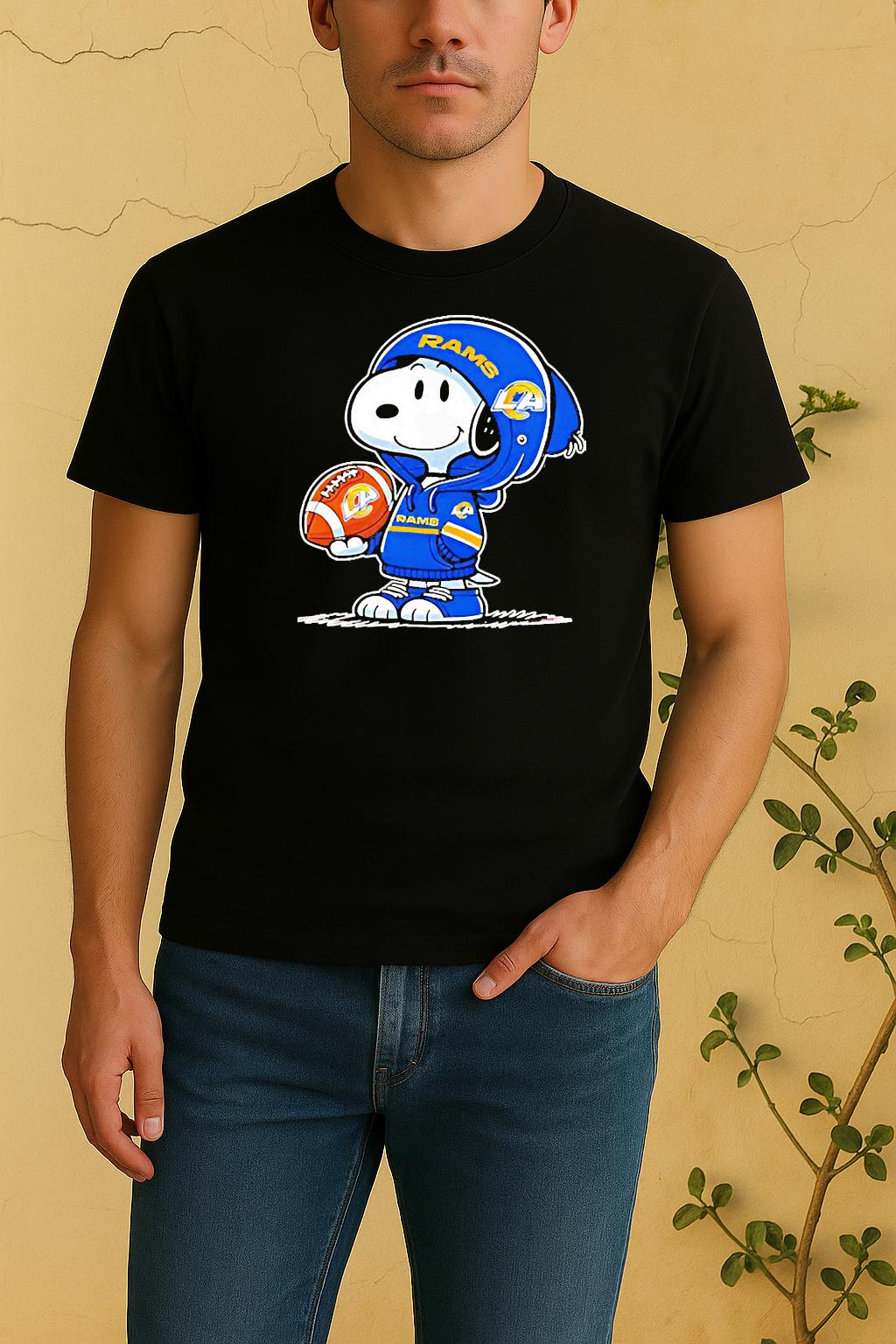 Snoopy Wears Los Angeles Rams Football Shirt