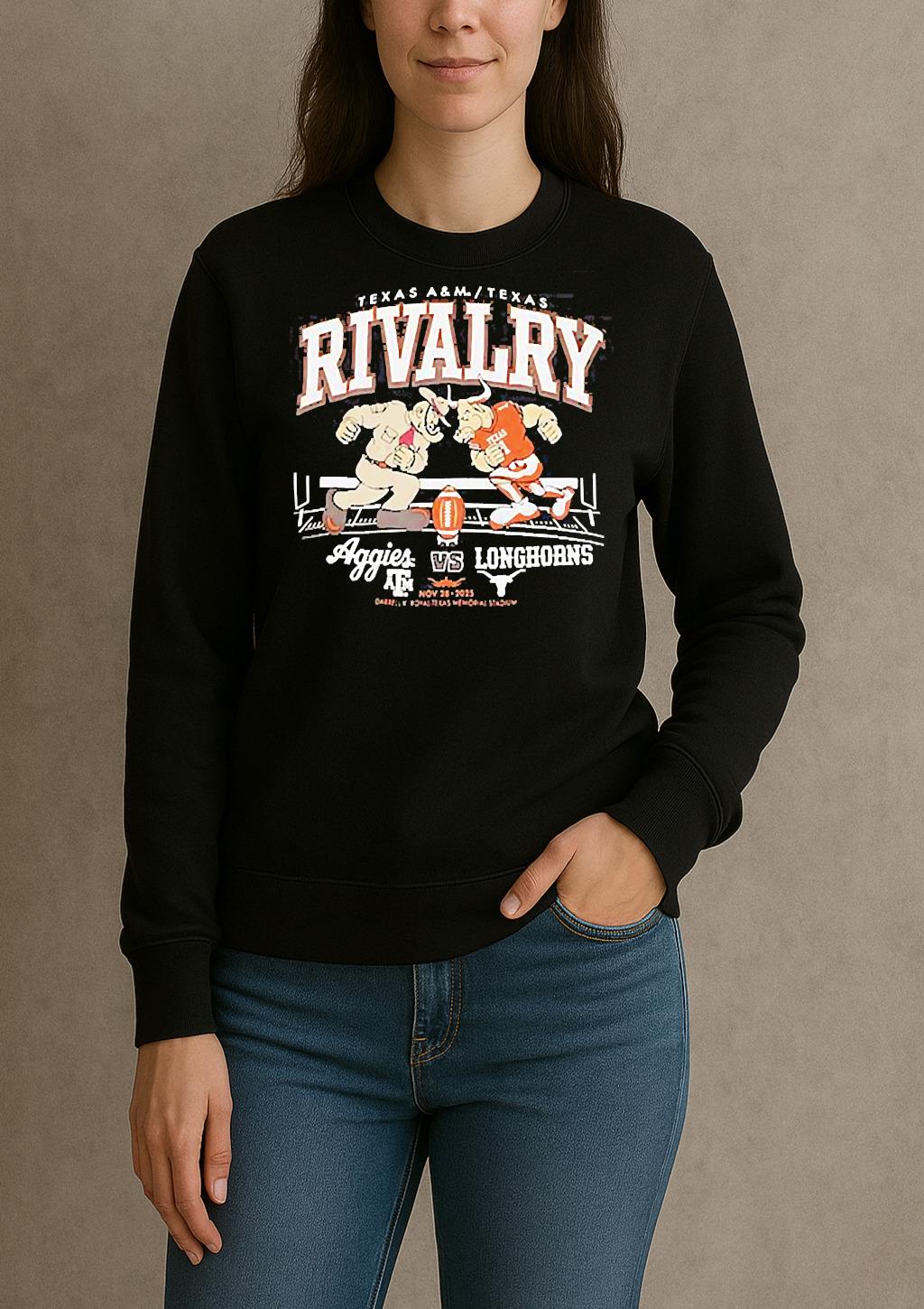Texas Longhorns Vs Texas Am Aggies 2025 Rivalry Standing Mascot sweater