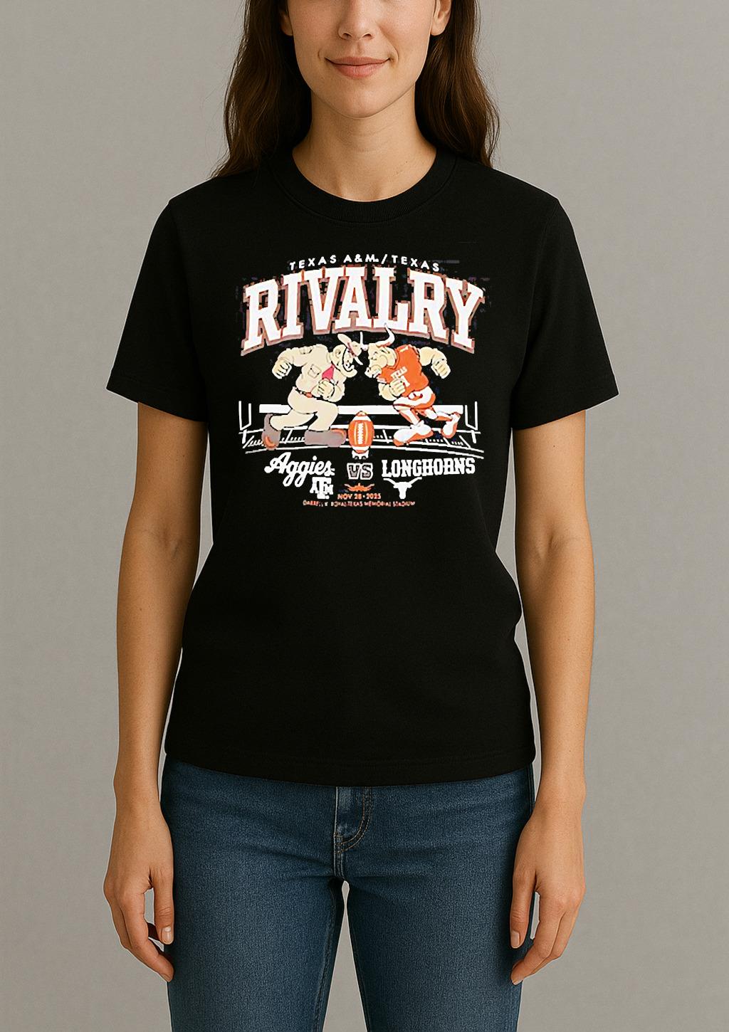 Texas Longhorns Vs Texas Am Aggies 2025 Rivalry Standing Mascot Womentee