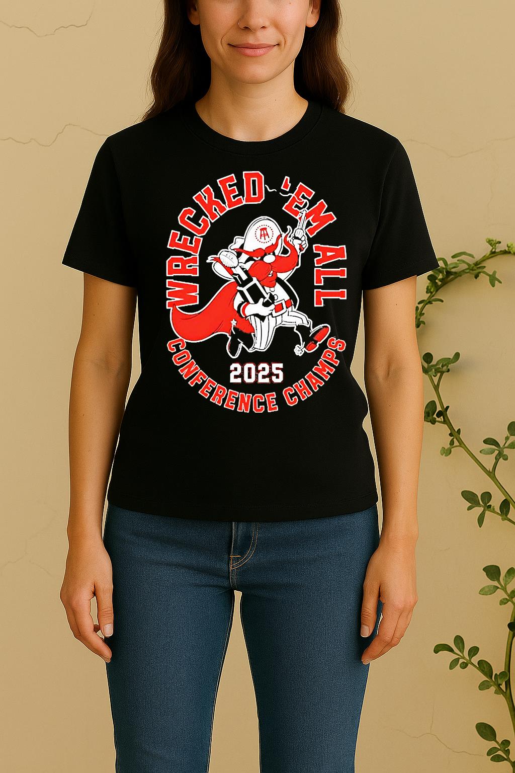 Texas Tech Red Raiders 2025 Wrecked Em Conference Champions Women Shirt