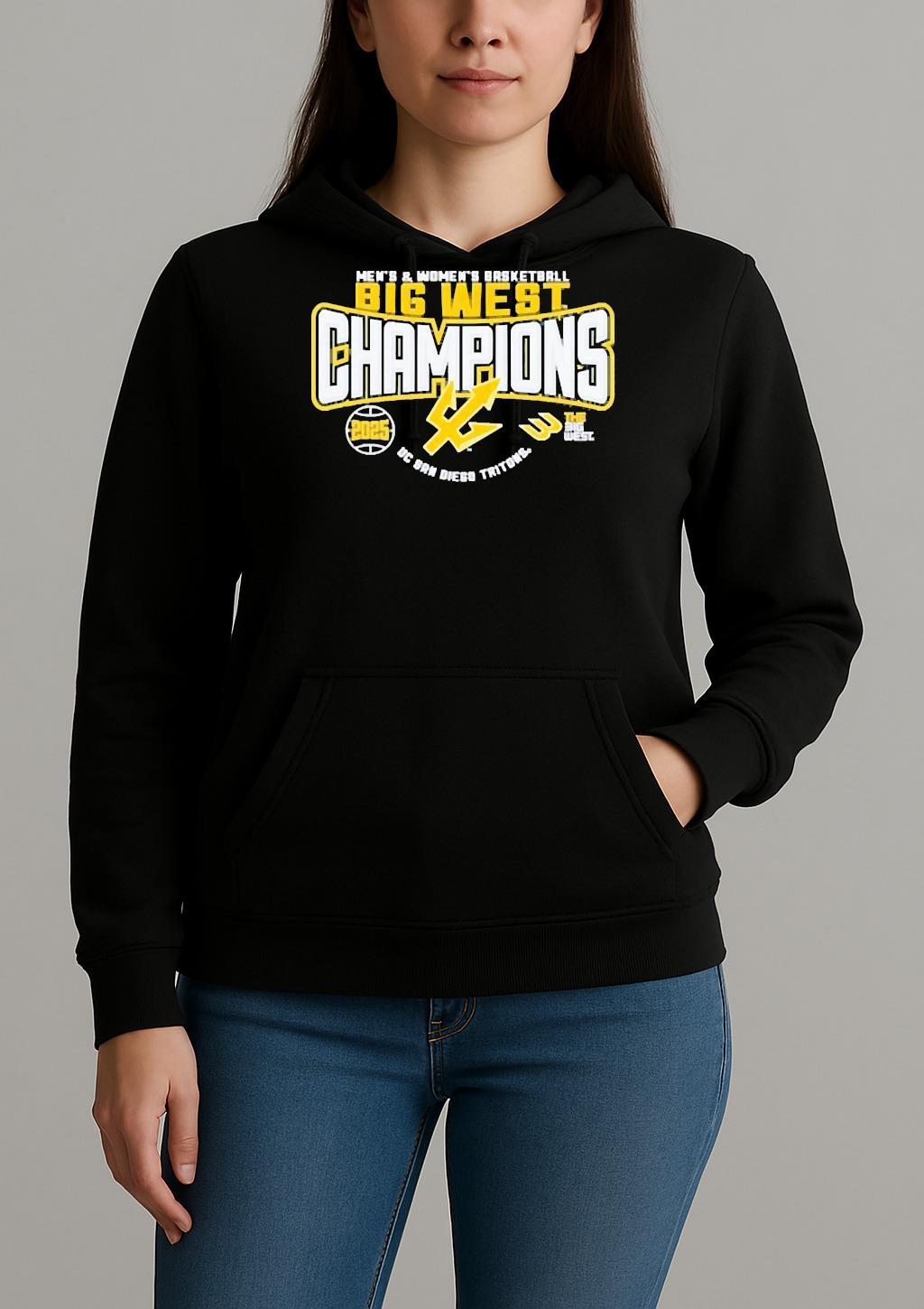 The Big Wests Best Mens And Womens Basketball Champions 2025 Uc San Diego Tritons Unisexhoodie
