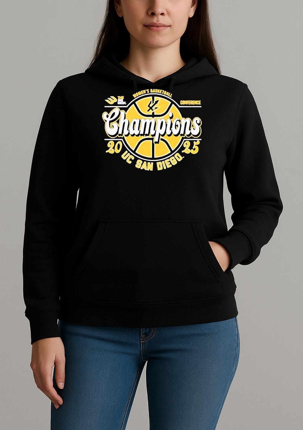 The Big Wests Best Womens Basketball Conference Champions 2025 Uc San Diego Tritons Unisexhoodie
