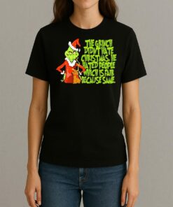 The Grinch Didnt Hate Christmas He Hated People Premium Womentee