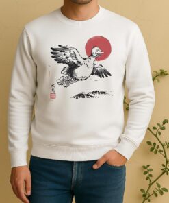 The Laughing Bird Of The East Big Bird In Japanese Sumi E Style Sweater
