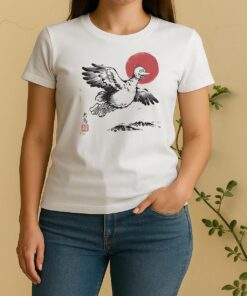 The Laughing Bird Of The East Big Bird In Japanese Sumi E Style Women Shirt