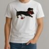 Top Dachshund Running With A Bouquet Of Red Flowers In Her Mouth Shirt