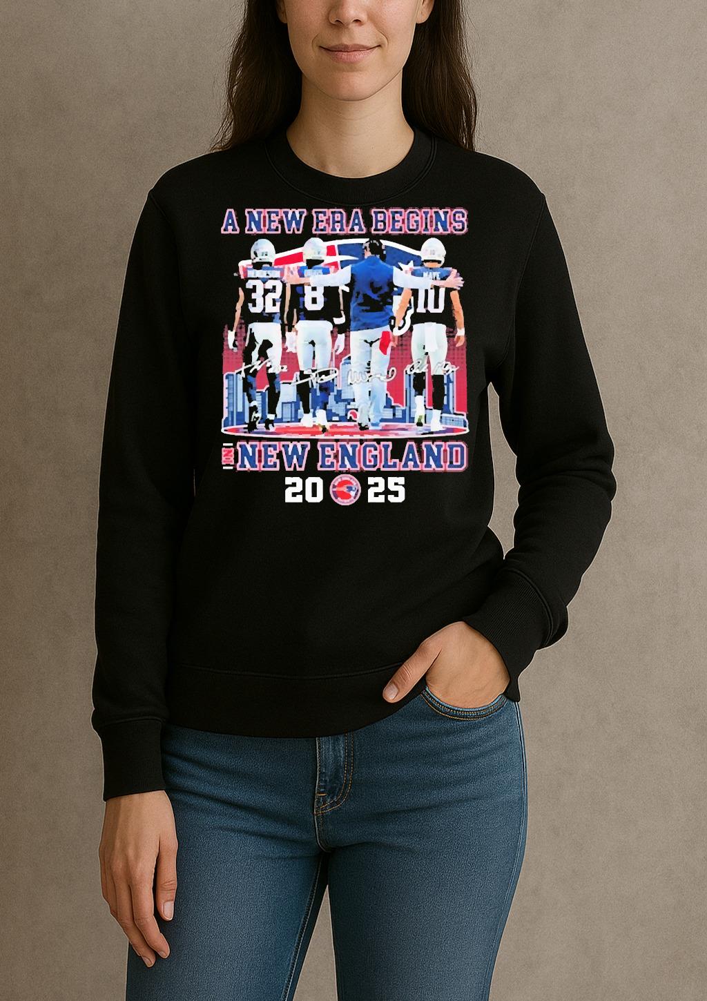 Treveyon Henderson Stefon Diggs And Drake Maye New England Patriots A New Era Begins 2025 Signatures sweater