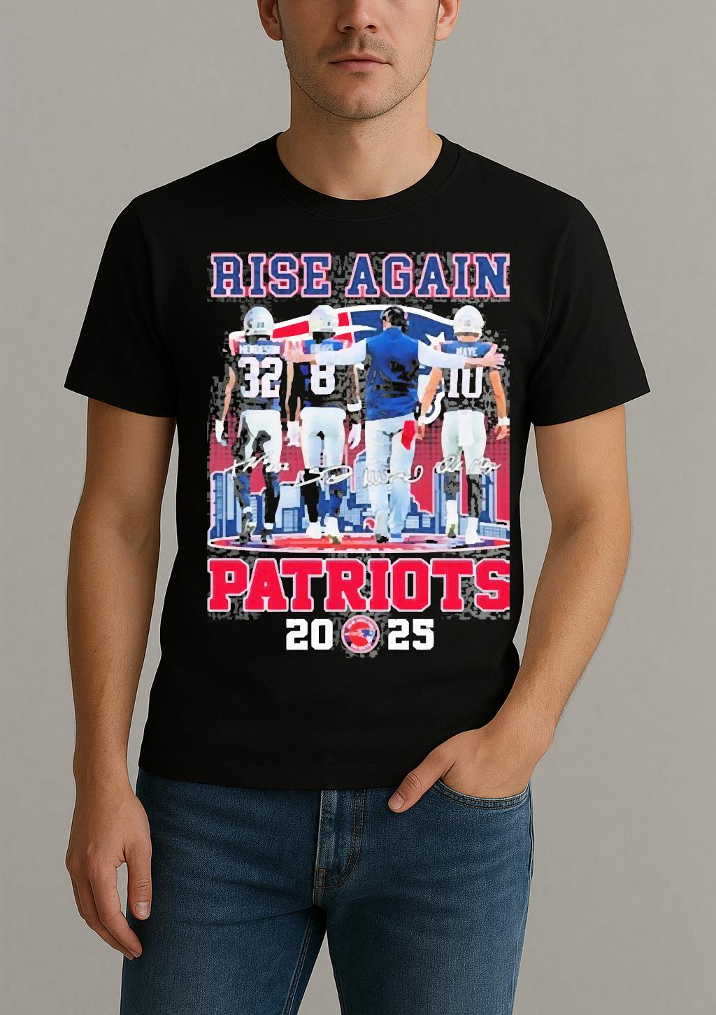 Treveyon Henderson Stefon Diggs And Drake Maye New England Patriots Rise Again 2025 Signatures Shirt