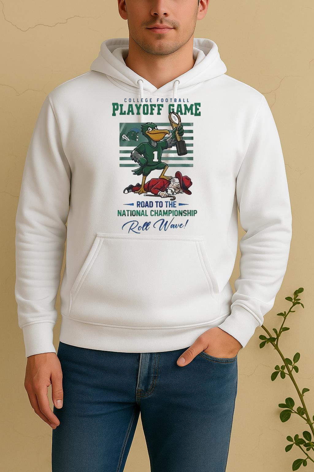 Tulane Green Wave Ncaa College Football Playoff Game Road To The National Championship Roll Wave Mascot 2025 Unisex Hoodie