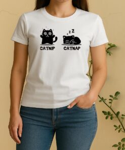 Two Black Cats Catnip Catnap Sleep Women Shirt