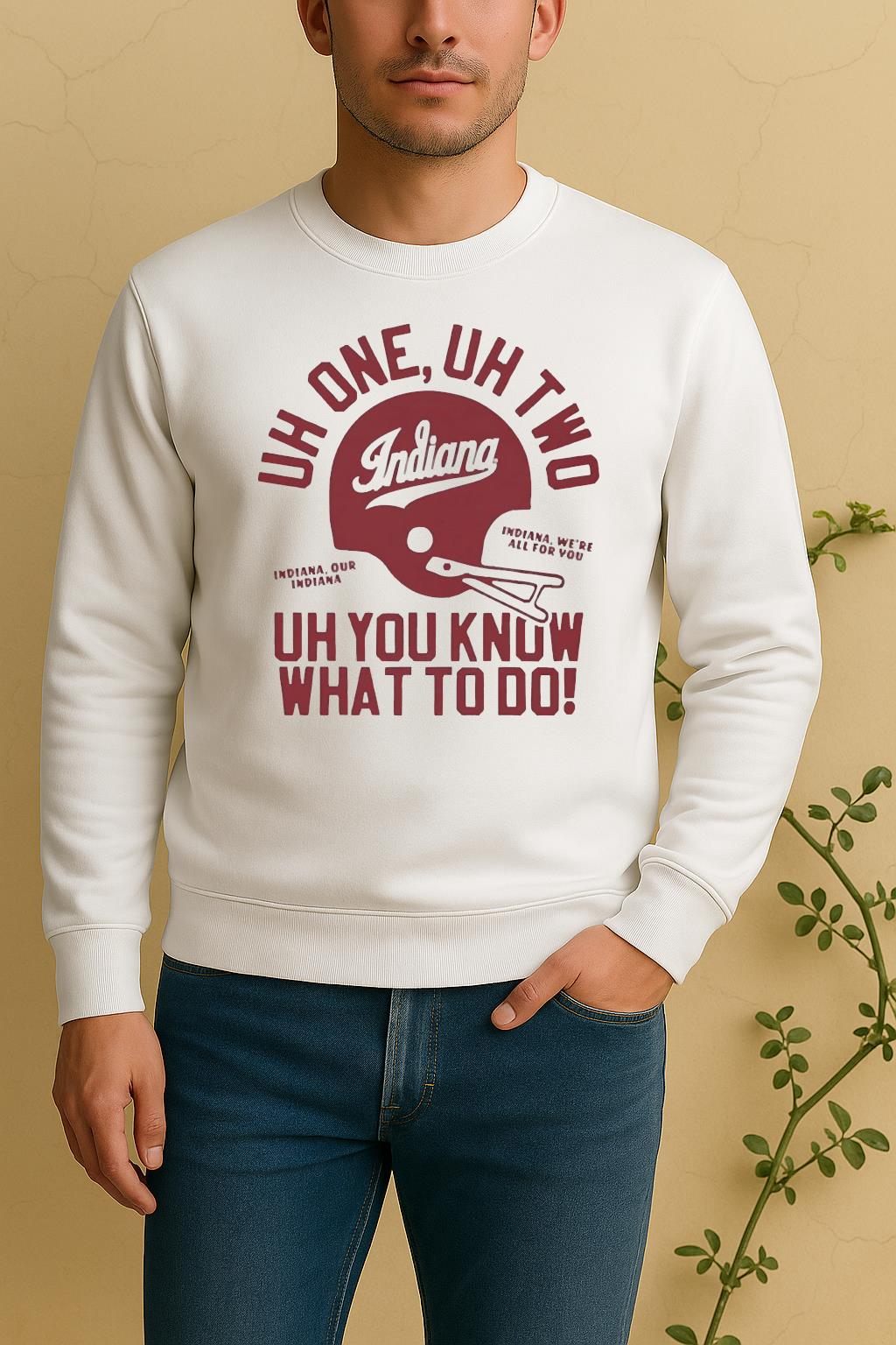 Uh One Uh Two Uh You Know What To Do Indiana Hoosiers Football Circle Sweater