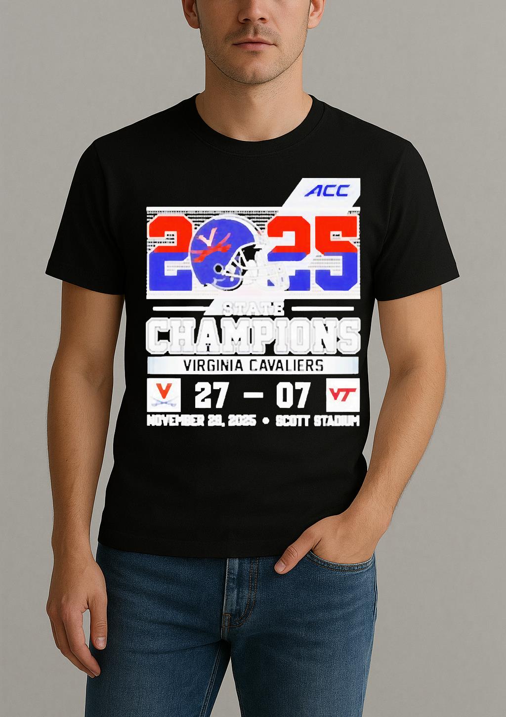 Virginia Cavaliers 2025 State Champions 27 07 Virginia Tech Score Shirt
