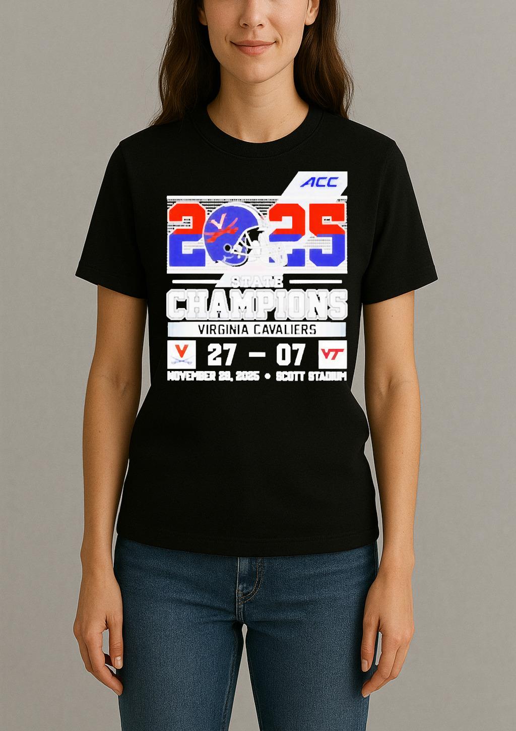 Virginia Cavaliers 2025 State Champions 27 07 Virginia Tech Score Womentee