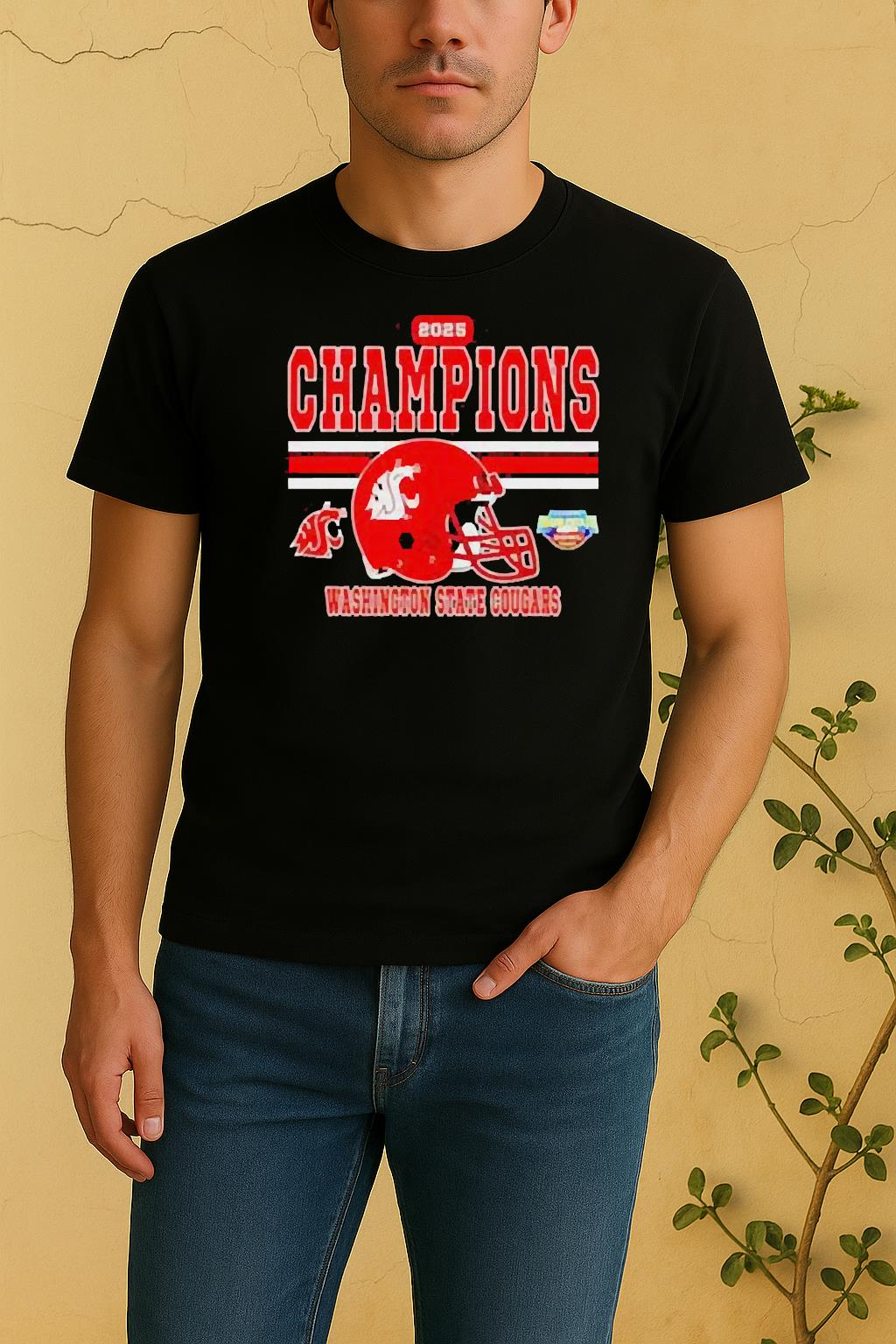 Washington State Cougars 2025 Potato Bowl Champions Helmet Shirt by Bino Shirt – Custom Graphic T-Shirt