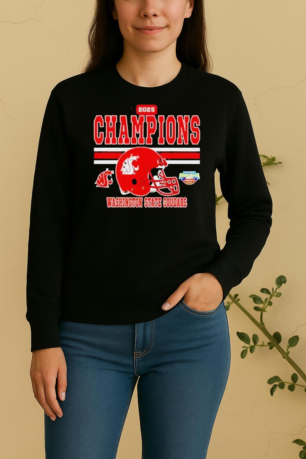 Washington State Cougars 2025 Potato Bowl Champions Helmet Sweater
