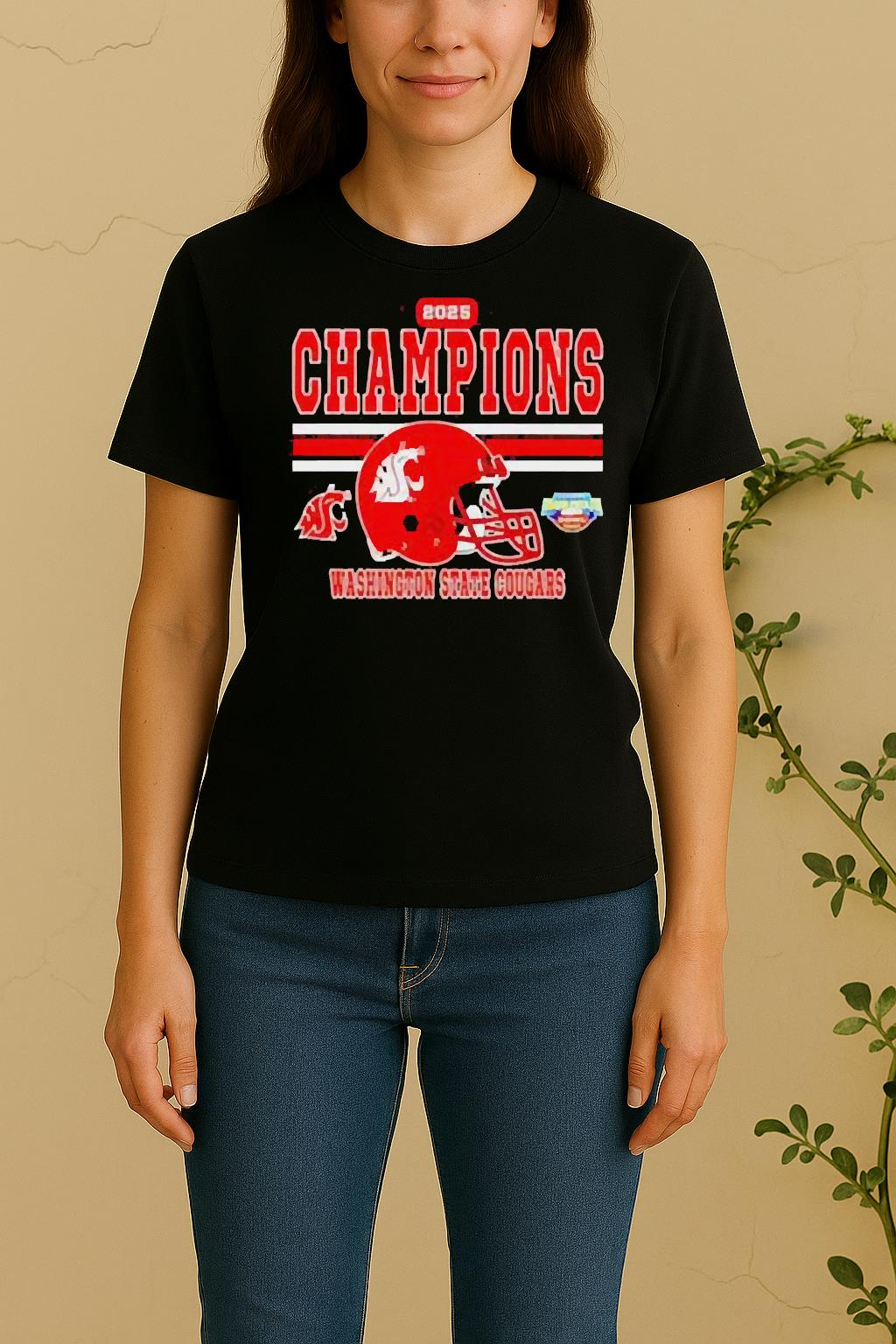 Washington State Cougars 2025 Potato Bowl Champions Helmet Women Shirt
