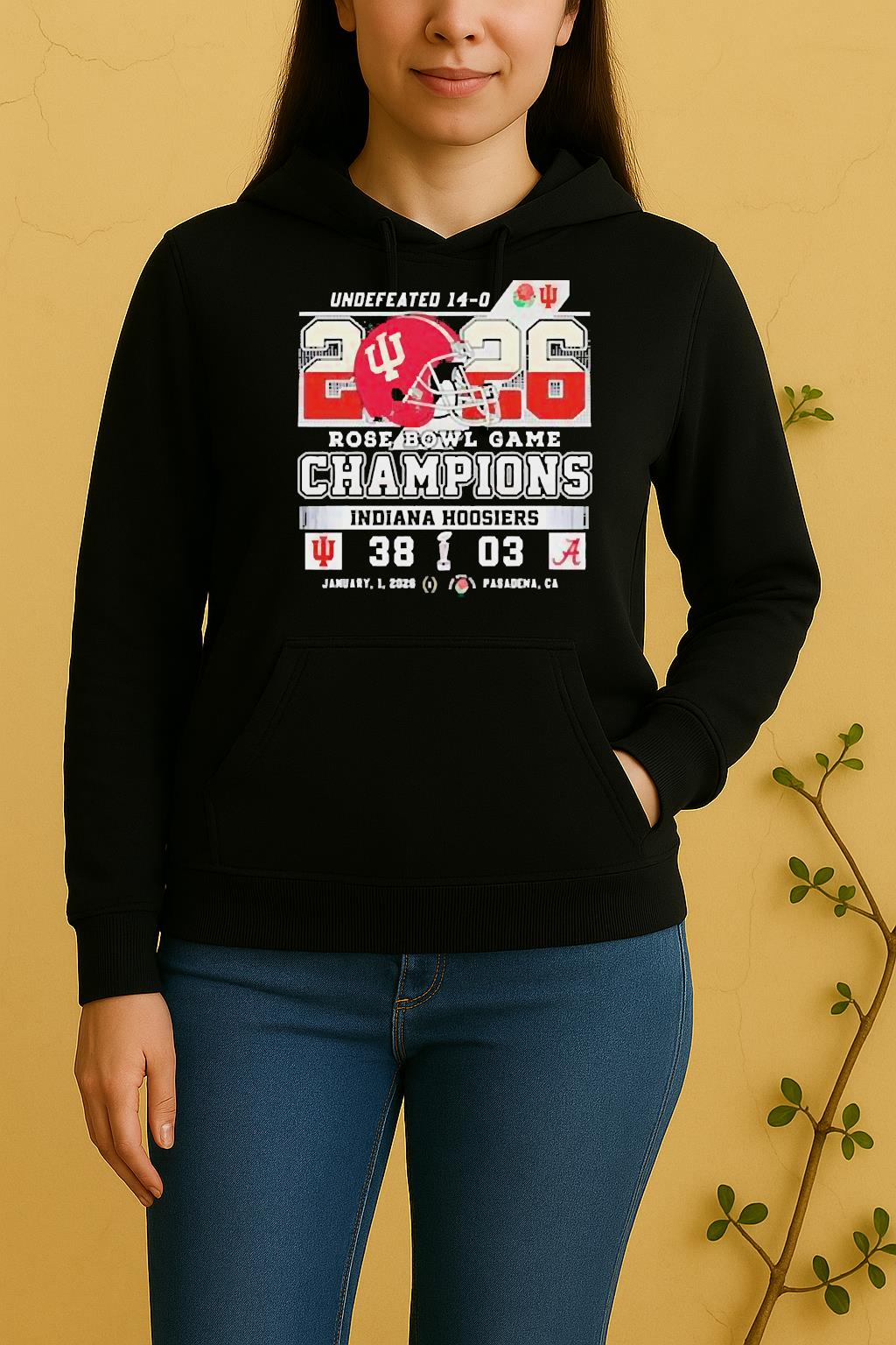 Awesome Indiana Hoosiers Beat Alabama Crimson Tide At Rose Bowl Game Champions 2026 Unisex Hoodie