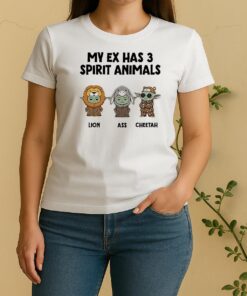Baby Yoda My Ex Has 3 Spirit Animals Lion Ass Cheetah Women Shirt