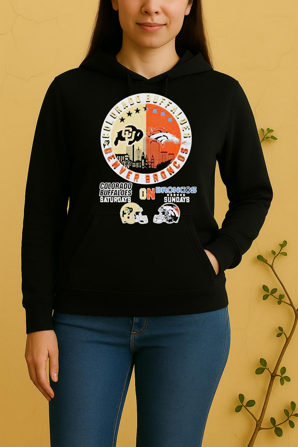 Colorado Buffaloes On Saturdays And Denver Broncos On Sundays Helmet Logo Mashup Unisex Hoodie