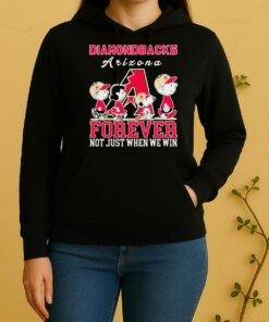Cute Snoopy And Charlie Brown Arizona Diamondbacks Baseball Forever Not Just When We Win Unisex Hoodie