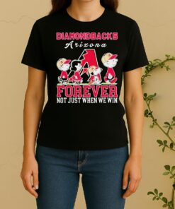 Cute Snoopy And Charlie Brown Arizona Diamondbacks Baseball Forever Not Just When We Win Women Shirt