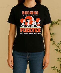 Cute Snoopy And Charlie Brown Cleveland Browns Forever Not Just When We Win Women Shirt