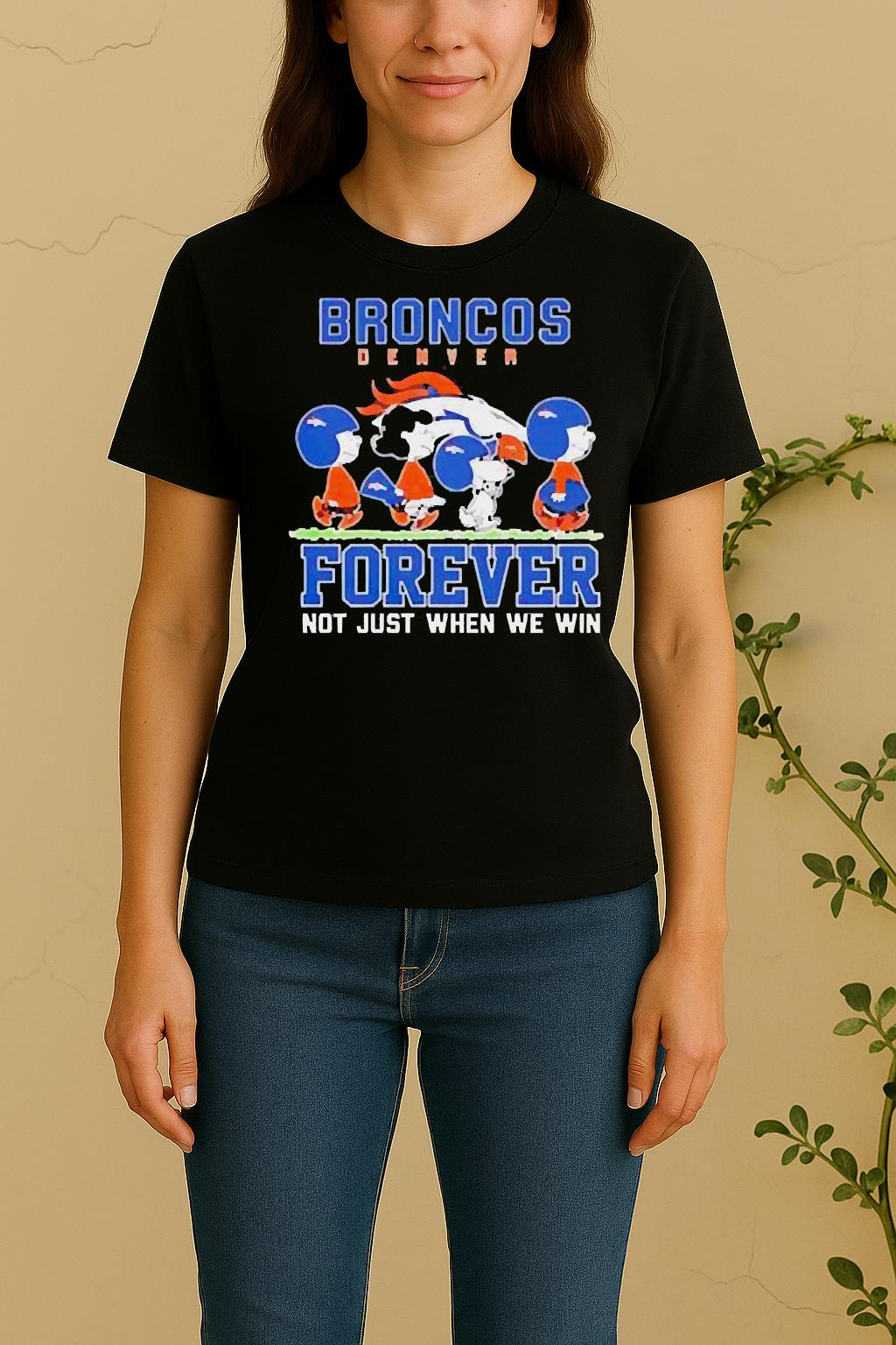 Cute Snoopy And Charlie Brown Denver Broncos Forever Not Just When We Win Women Shirt