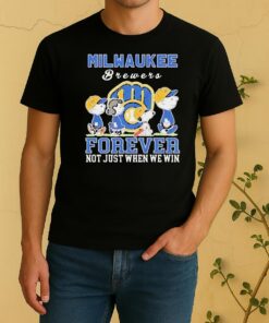 Cute Snoopy And Charlie Brown Milwaukee Brewers Baseball Forever Not Just When We Win Shirt