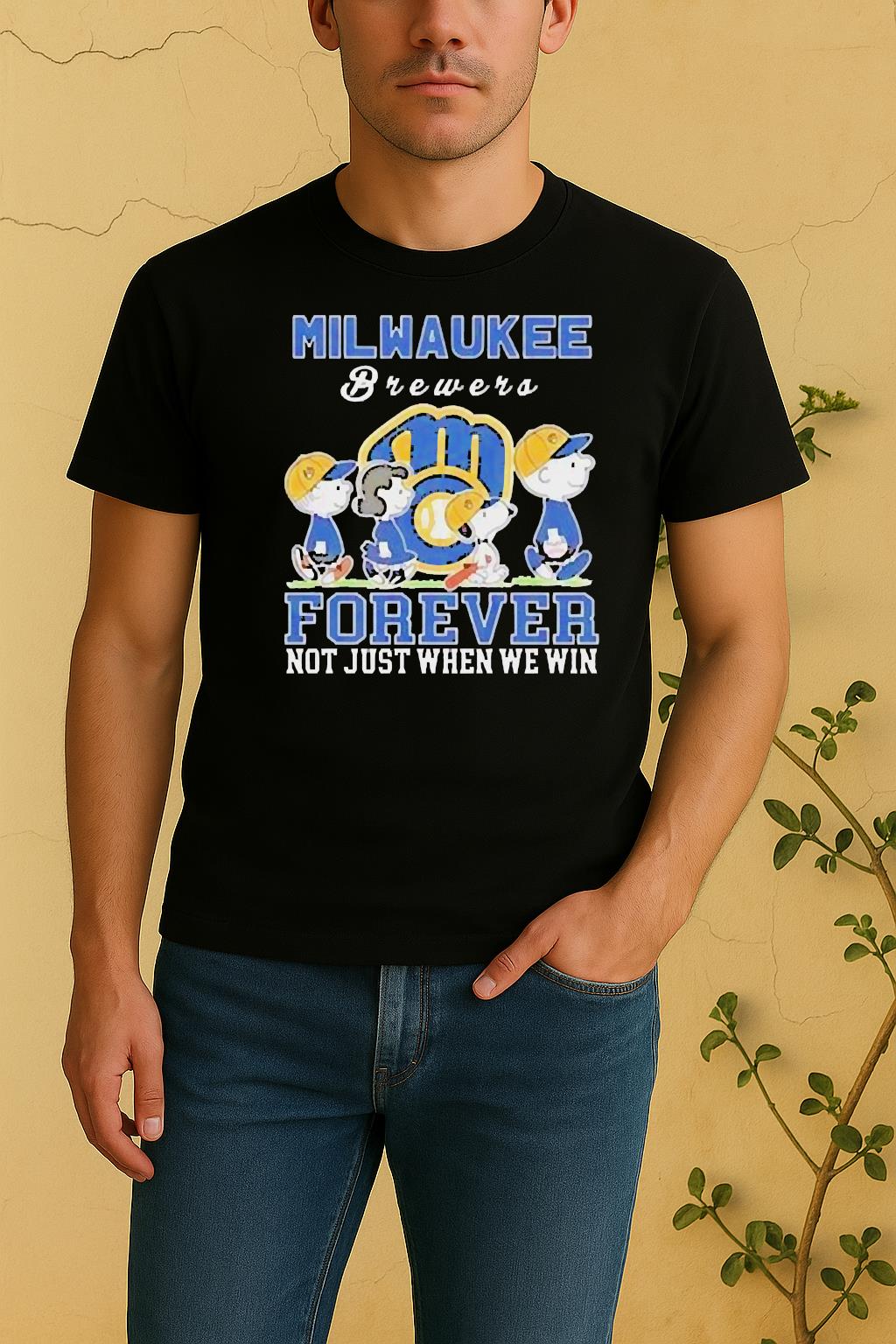 Cute Snoopy And Charlie Brown Milwaukee Brewers Baseball Forever Not Just When We Win Shirt by Bino Shirt – Custom Graphic T-Shirt