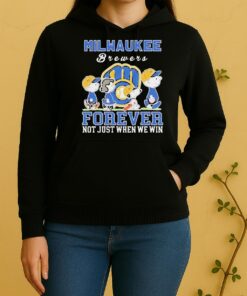 Cute Snoopy And Charlie Brown Milwaukee Brewers Baseball Forever Not Just When We Win Unisex Hoodie