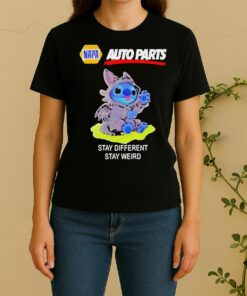 Happy Stitch Cosplay Toothless X Napa Auto Parts Stay Different Stay Weird Women Shirt