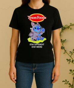 Happy Stitch Cosplay Toothless X Tyson Foods Stay Different Stay Weird Women Shirt